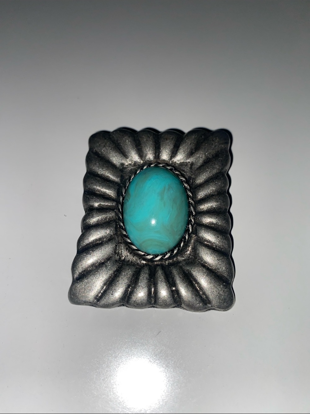 Chunky Turquoise Stone Statement Pendant Charm or Pin Brooch